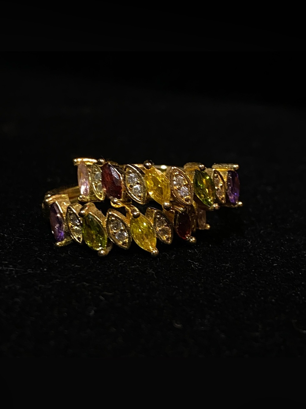 Gold-Plated Stainless Steel Multicolor Marquise CZ Huggie Hoop Earrings